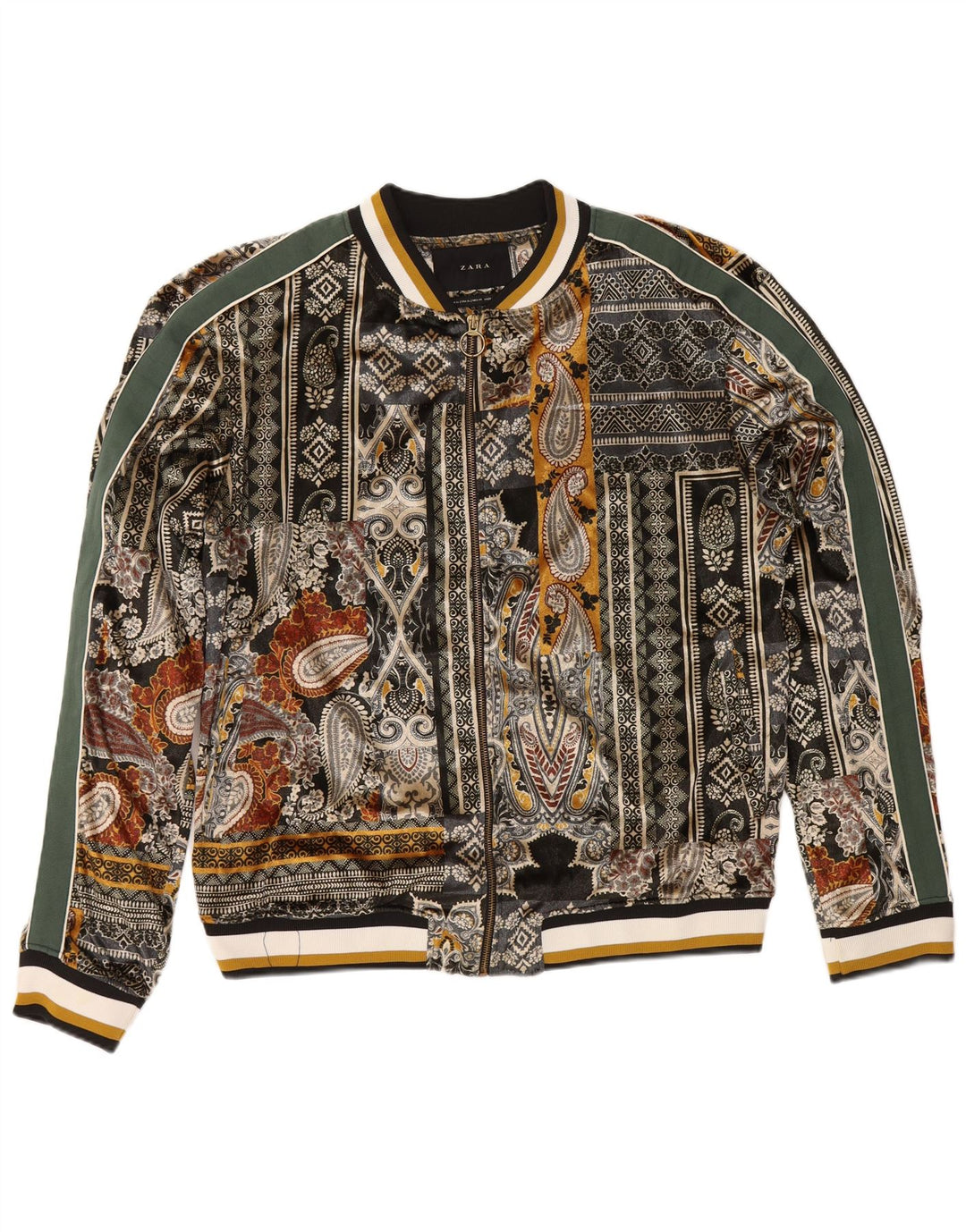 Zara Mujer Cazadora Bomber ES 40 XL Poliéster Paisley Multicolor
