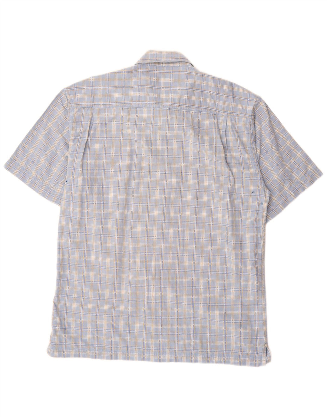WRANGLER Camisa de manga corta para hombre de algodón a cuadros azules grandes