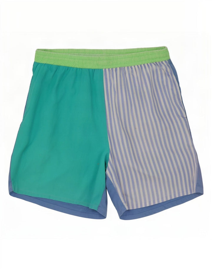 Vintage Hombre Bañador Shorts Medio Multicolor Pinstripe