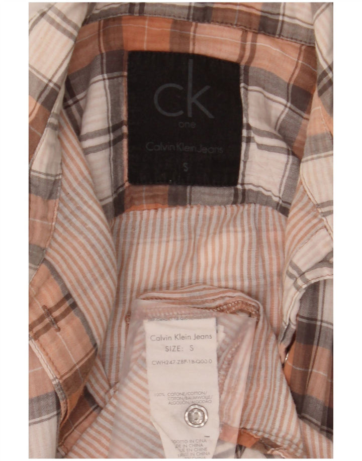 Calvin Klein Jeans Camisa para mujer UK 10 Small Multicolor Check Cotton