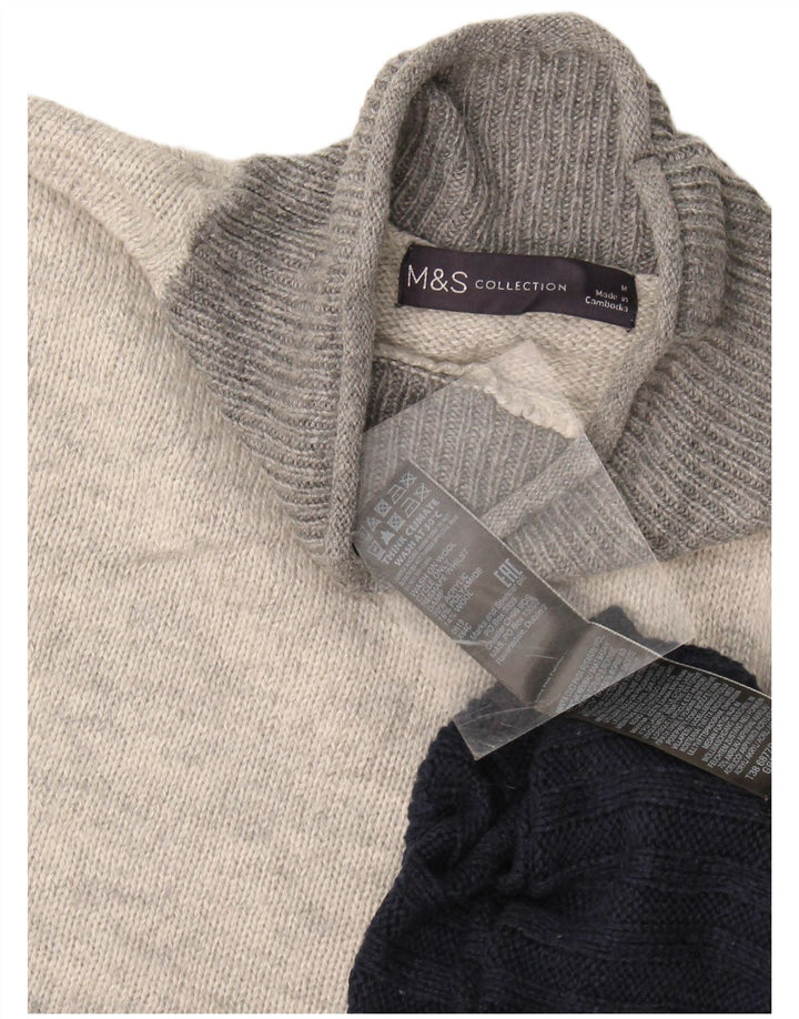 Marks & Spencer Jersey con cuello alto para mujer, talla 44, talla mediana, azul marino