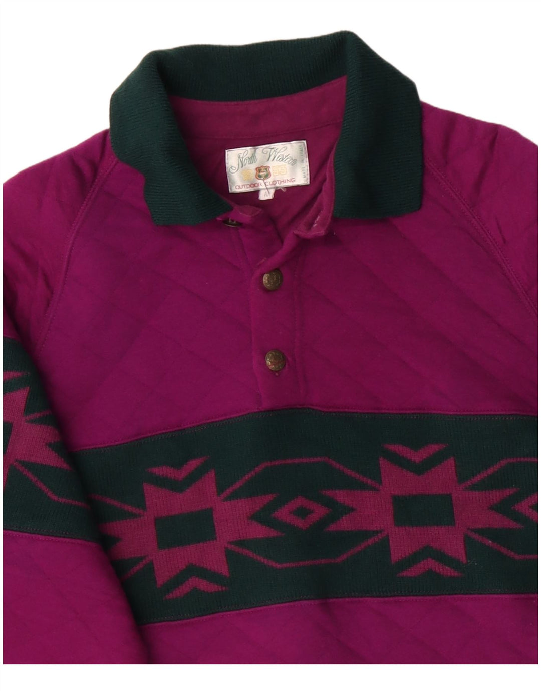 NORTH WESTERN Sudadera con cuello tipo polo para hombre, color morado medio, Fair Isle