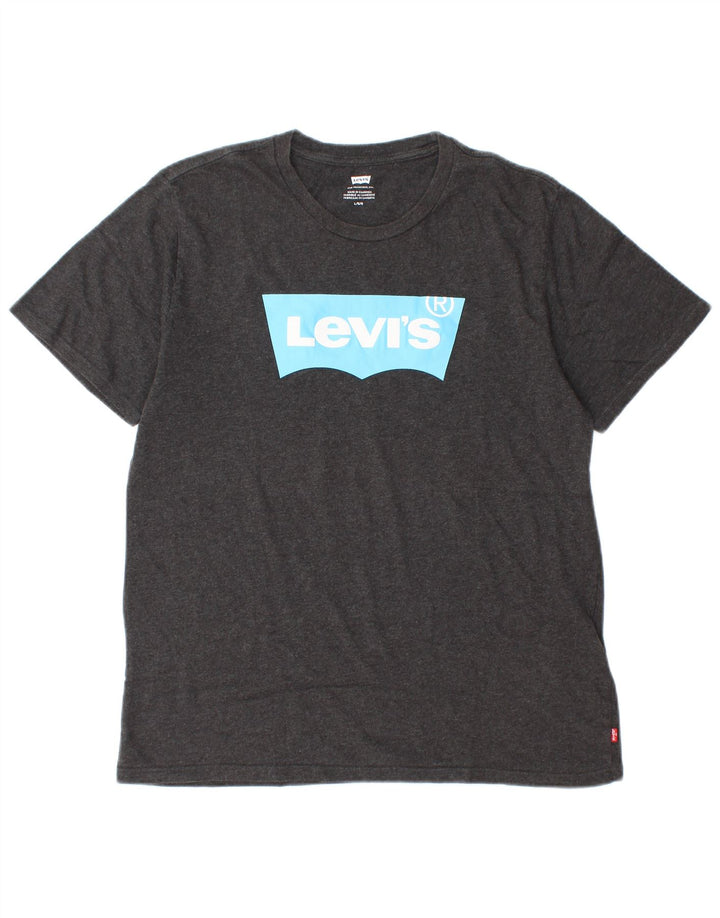 Levi's Camiseta gráfica para hombre Top grande de algodón gris