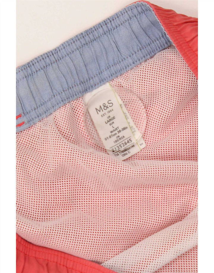 Marks & Spencer Bañador para hombre, talla grande, algodón rosa