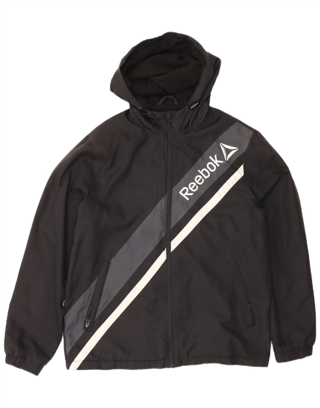 Reebok Chaqueta cortavientos gráfica para hombre UK 38 Medium Black Colourblock