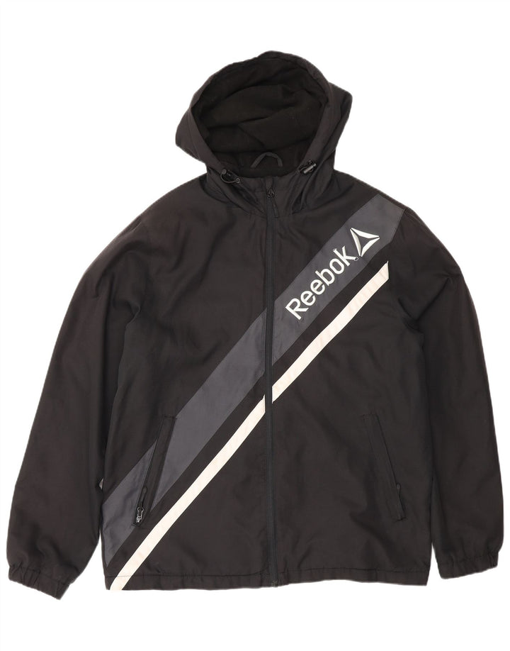 Reebok Chaqueta cortavientos gráfica para hombre UK 38 Medium Black Colourblock