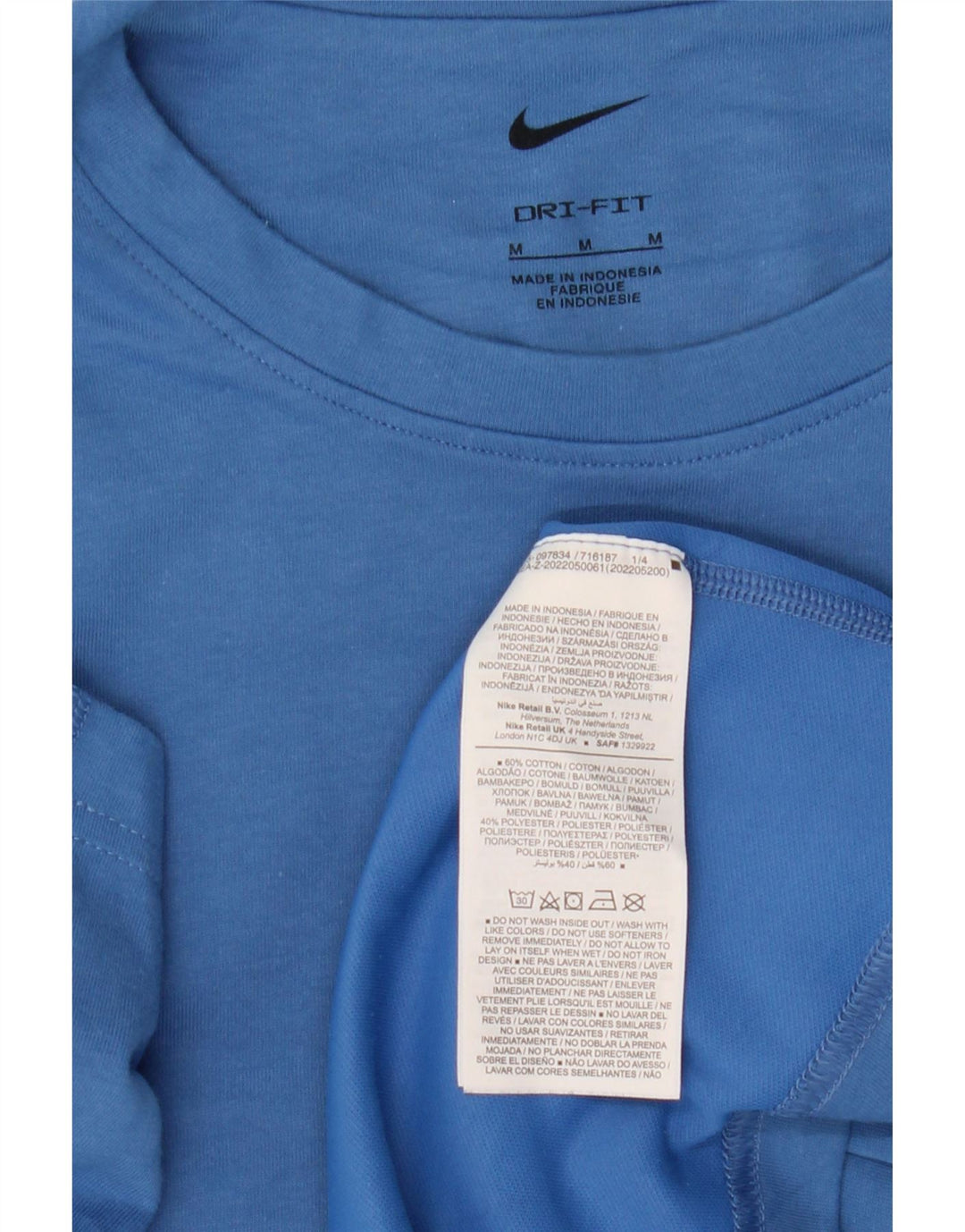 Camiseta Nike Dri Fit para hombre Top de algodón azul medio