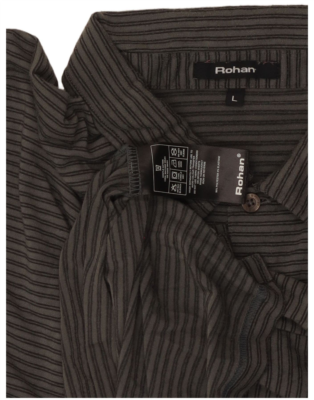 ROHAN Polo para hombre de poliéster a rayas grises grandes