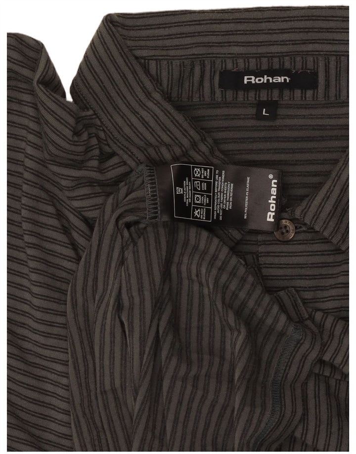 ROHAN Polo para hombre de poliéster a rayas grises grandes