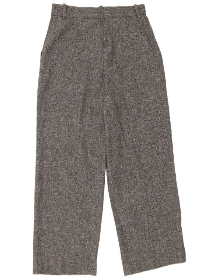 Zara Mujer Pantalón Casual Talle Alto Pierna Ancha Poliéster Gris Medio