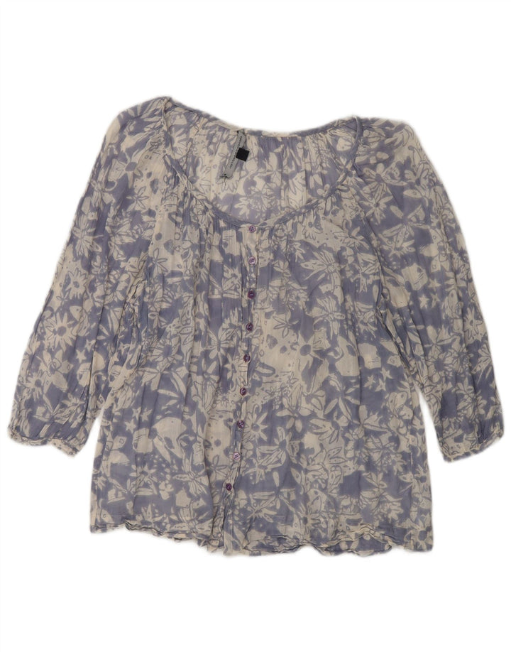 FRENCH CONNECTION Blusa camisera de manga 3/4 para mujer UK 42 Azul medio Floral