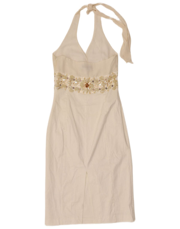 Vestido halter para mujer Coast UK 8 Small Off White Silk