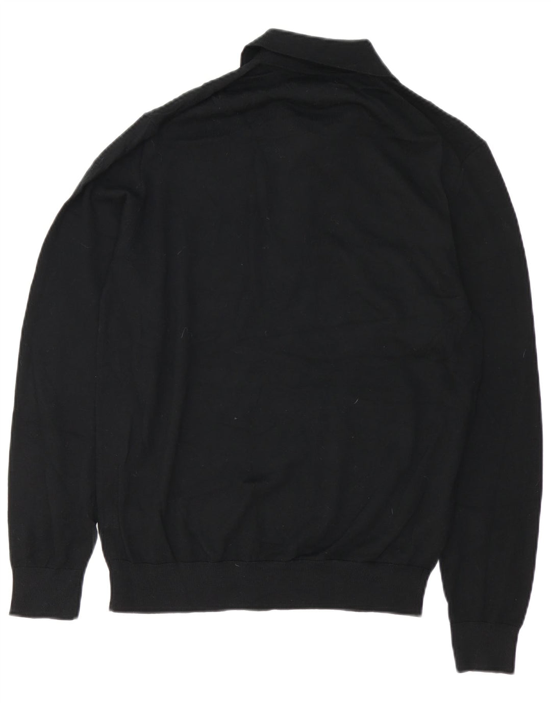 Marks & Spencer Suéter tipo jersey con cuello tipo polo para hombre, color negro mediano