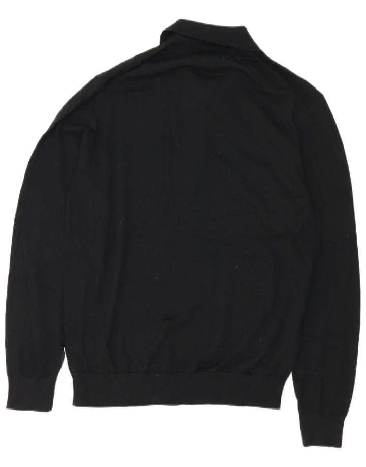 Marks & Spencer Suéter tipo jersey con cuello tipo polo para hombre, color negro mediano