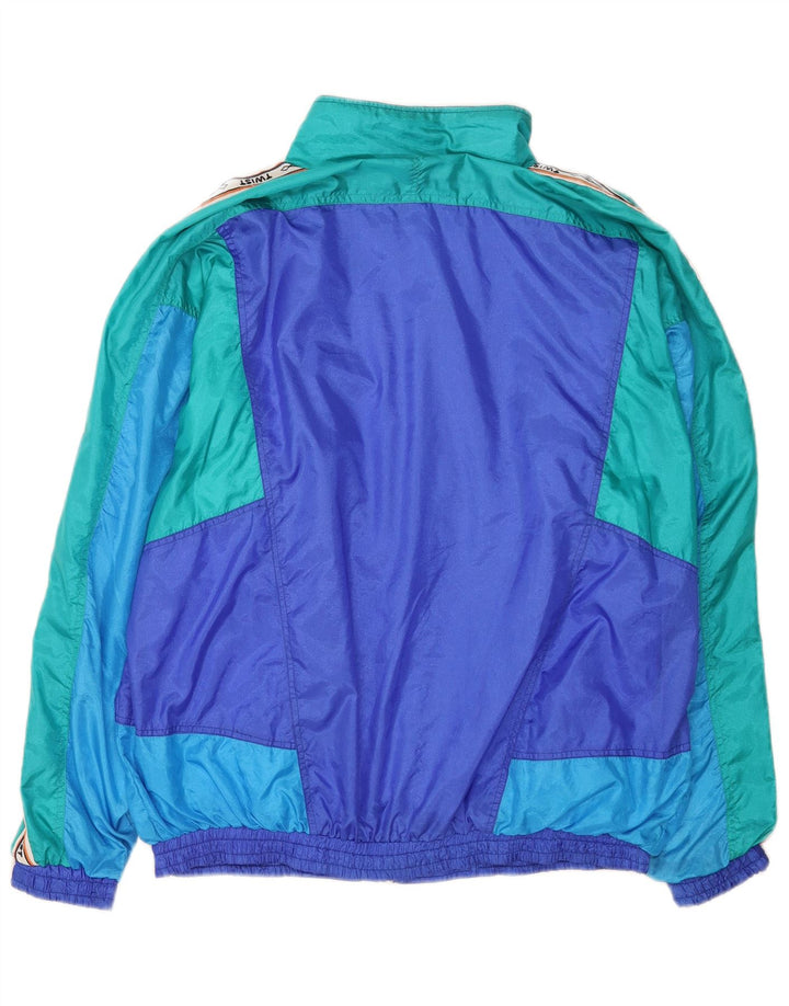 Chándal completo con gráfico vintage para hombre, poliamida con bloques de color azul grande