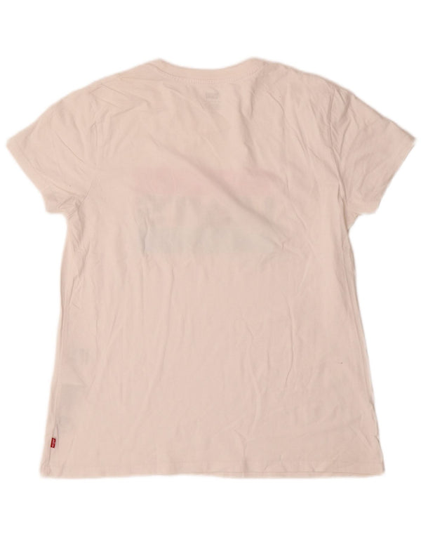 Levi's Camiseta gráfica para mujer Top UK 46 Large Off White Cotton
