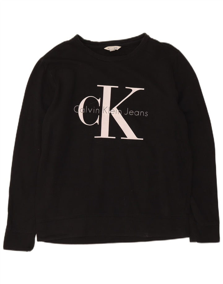 CALVIN KLEIN JEANS Sudadera estampada para hombre Jersey Pequeño Algodón negro