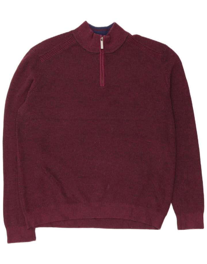 Ted Baker - Jersey con cuello y cremallera para hombre, talla 6, 2XL, poliéster burdeos