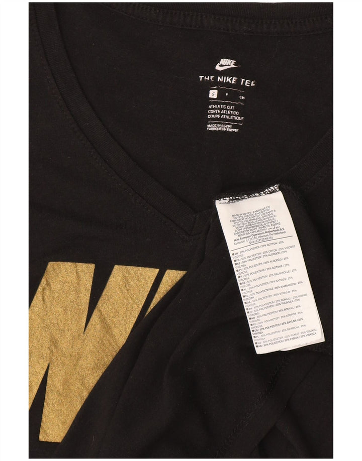 NIKE Camiseta gráfica de corte atlético para mujer UK 10 Small Poliéster negro