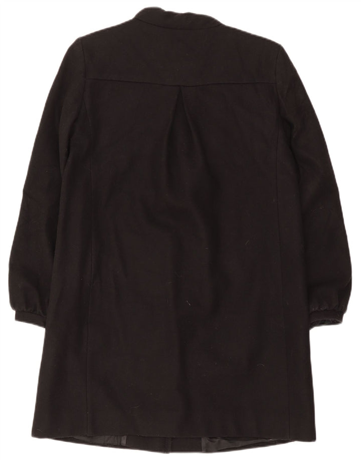 French Connection Abrigo extragrande para mujer UK 8 Small Lana virgen negra