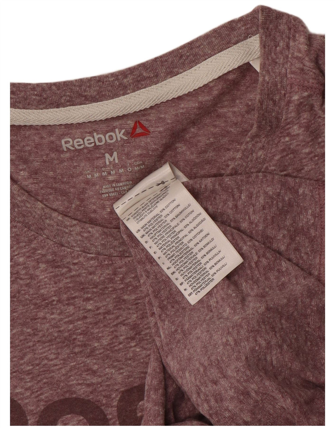 Reebok Camiseta gráfica para hombre Top de algodón moteado rosa medio