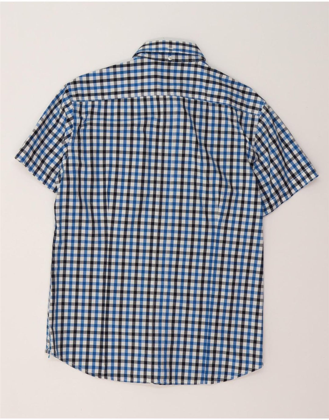 GAS Camisa De Manga Corta Para Hombre Algodón A Cuadros Azul Grande