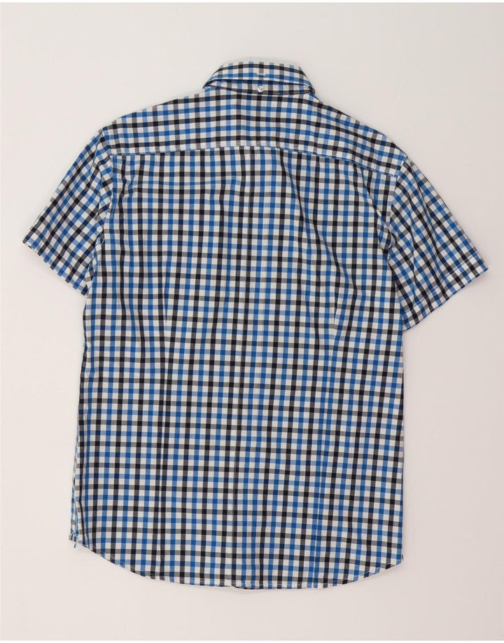GAS Camisa De Manga Corta Para Hombre Algodón A Cuadros Azul Grande