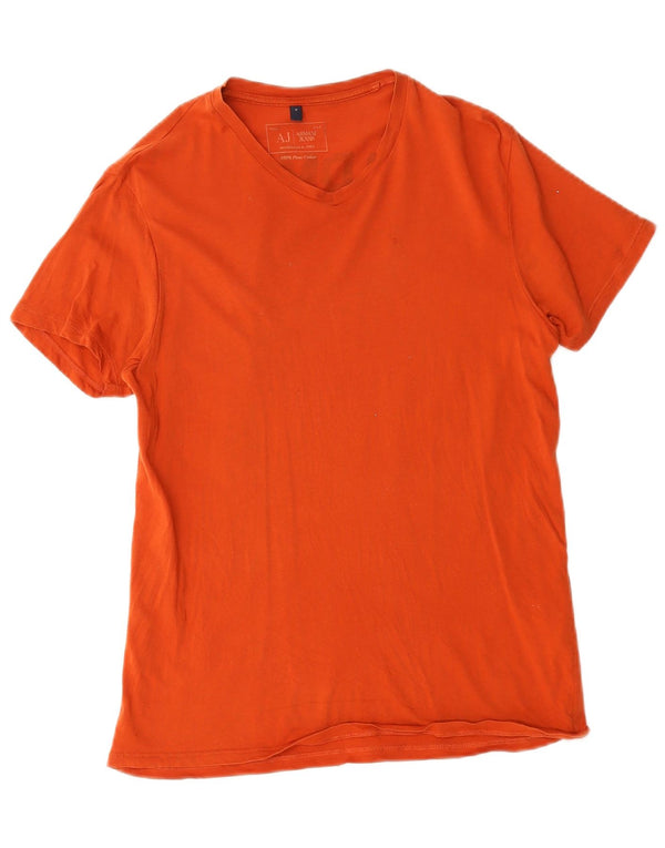 Armani Jeans Hombre Camiseta Gráfica Top Small Naranja Algodón