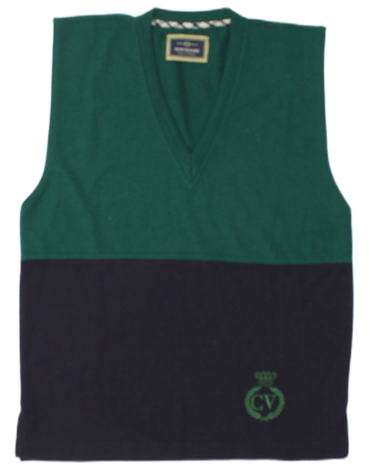 Club Voltaire Hombre Camiseta Sin Mangas Sin Mangas De Lana Color Block Verde Medio