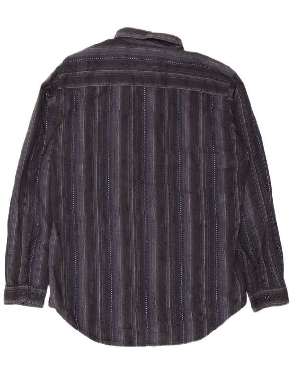 Camisa Marlboro Classics para hombre grande de algodón a rayas azul marino