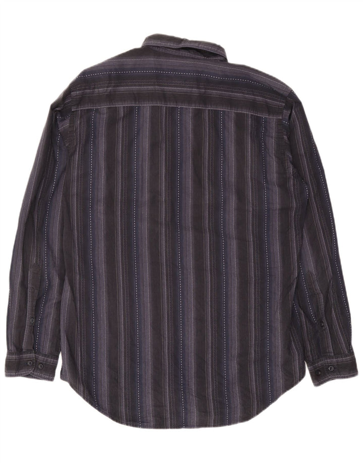 Camisa Marlboro Classics para hombre grande de algodón a rayas azul marino