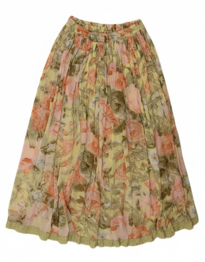 Vintage mujer falda plisada W26 pequeño verde floral