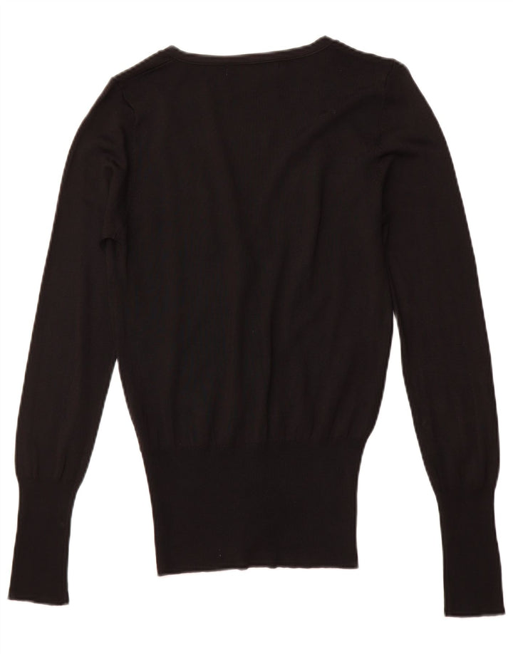 ZARA Jersey Cárdigan Mujer UK 10 Small Viscosa Negra