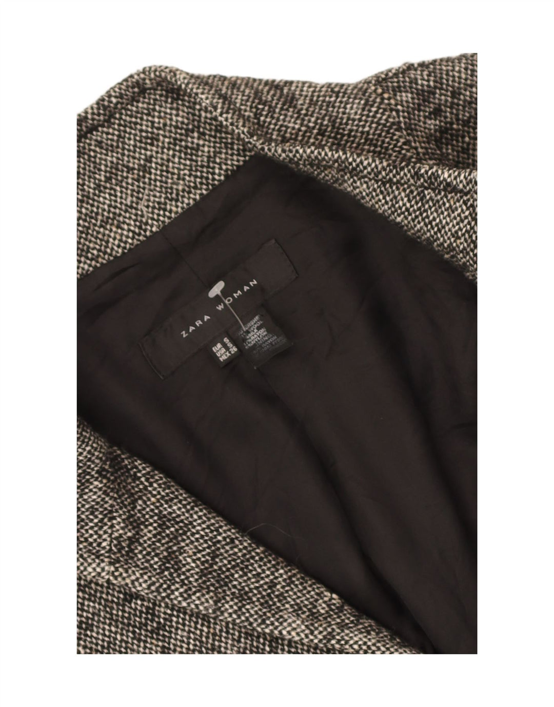 Zara Mujer Chaqueta Americana Abierta UK 10 Small Gris Lana Moteada
