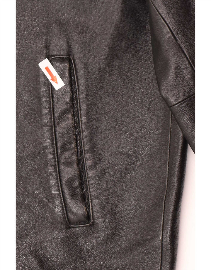 Chaqueta de cuero vintage para hombre IT 48 Medio Negro