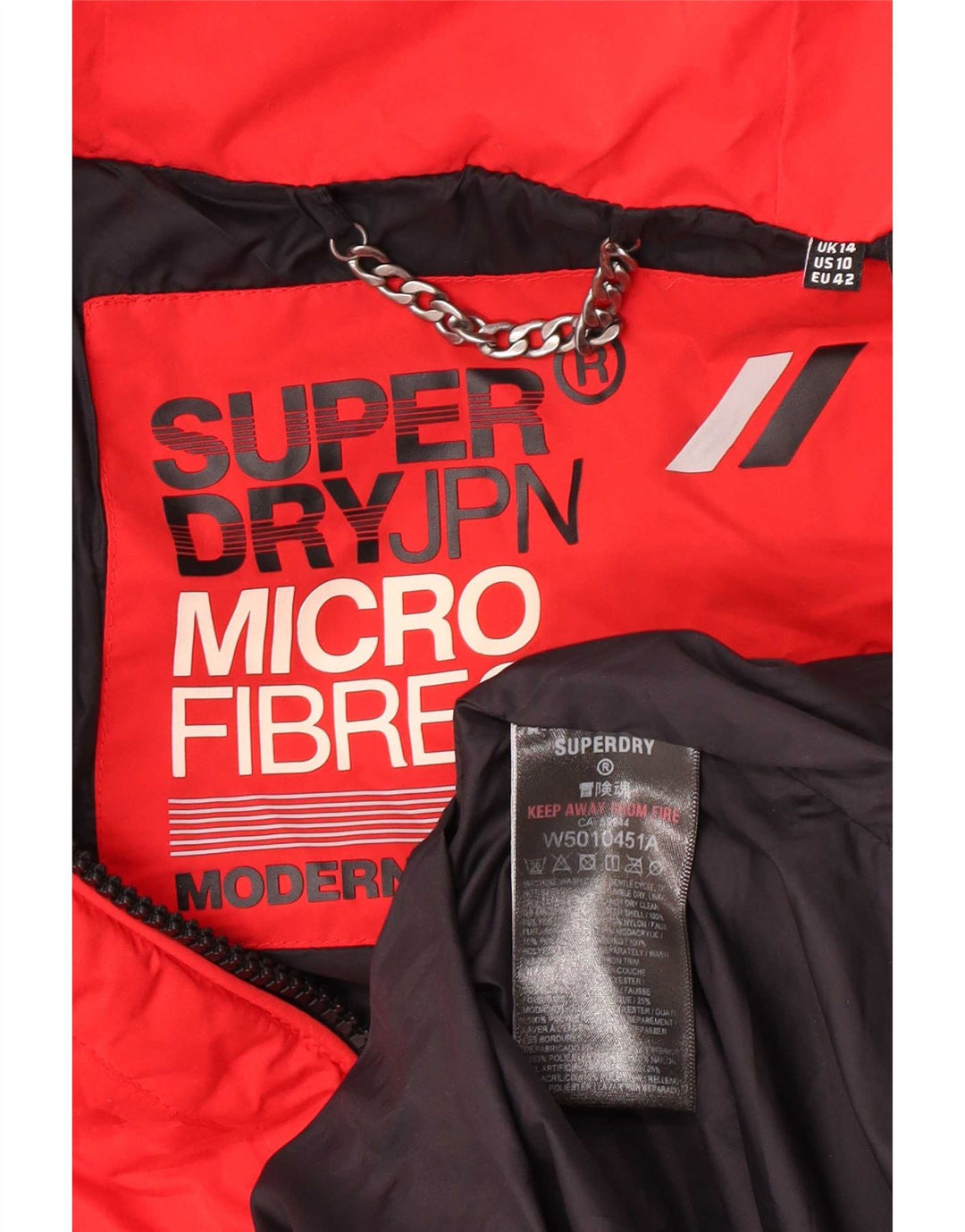 Superdry Abrigo acolchado con capucha para mujer Reino Unido 44 Poliéster rojo grande