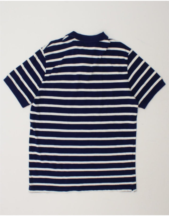 CHAPS Mens Polo Shirt Large Navy Blue Striped Cotton Vintage Chaps and Second-Hand Chaps from Messina Hembry 