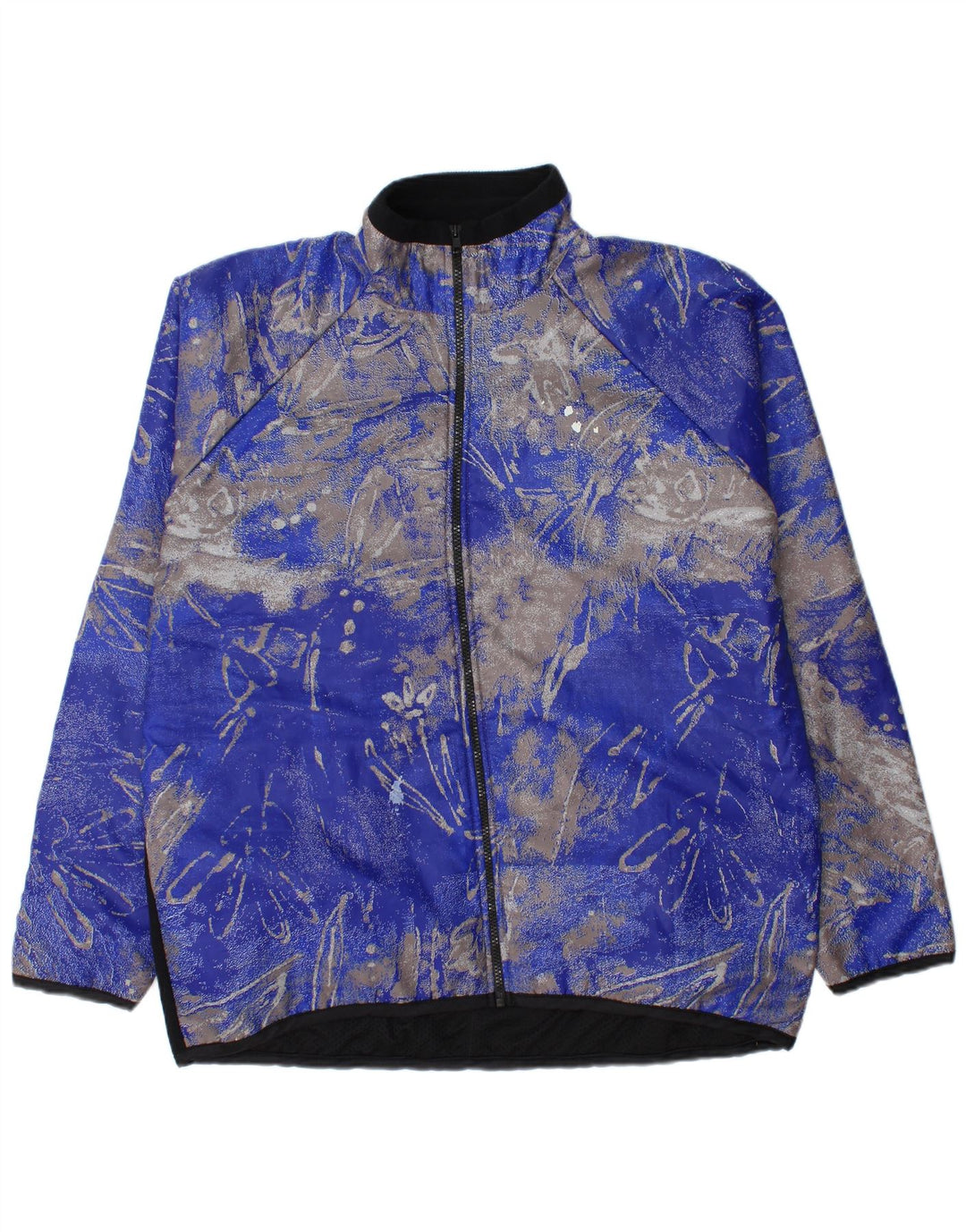 Vintage hombres chándal chaqueta superior XL azul floral poliéster