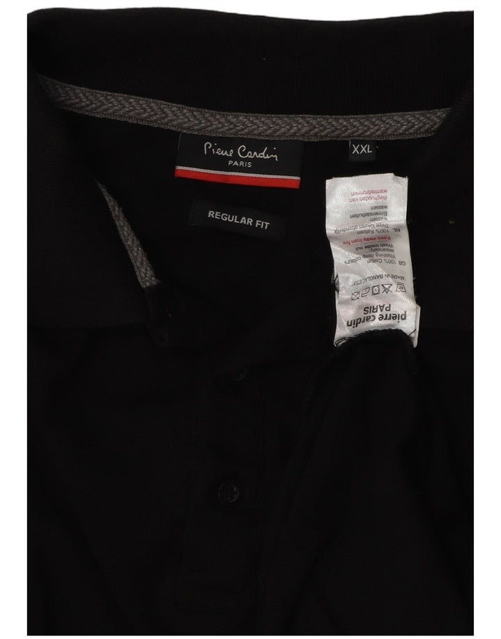 PIERRE CARDIN Polo de manga larga de ajuste regular para hombre 2XL Algodón negro