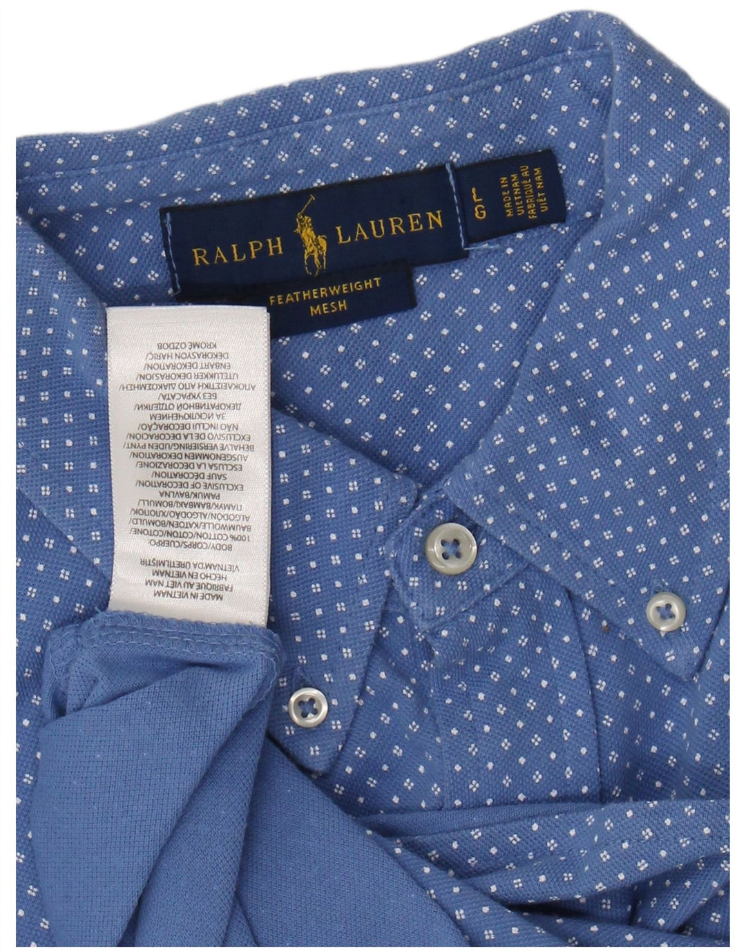 Ralph Lauren Camisa De Malla De Peso Pluma Para Hombre Algodón Con Manchas Azules Grandes