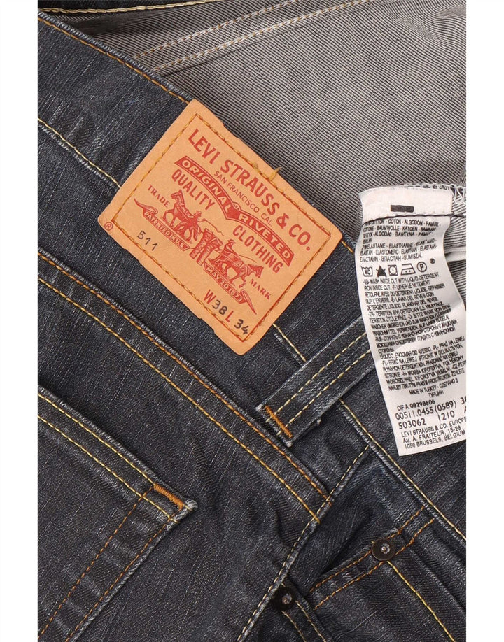 Levi's Hombre 511 Slim Jeans W38 L34 Algodón Azul Marino
