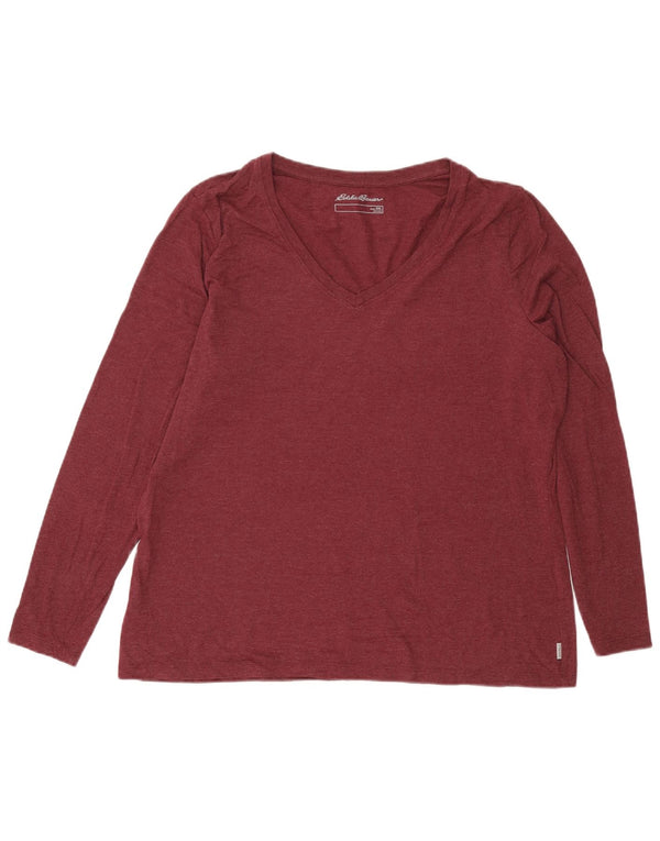 Eddie Bauer Top para mujer de manga larga UK 20 2XL Algodón burdeos