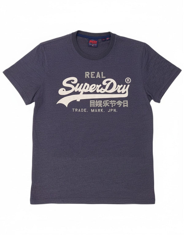 Superdry Hombre Camiseta Gráfica Top XL Azul Marino Algodón