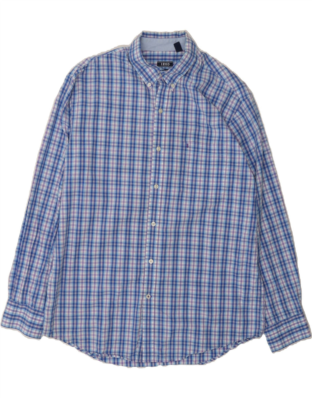IZOD Mens Shirt Large Blue Check Cotton Vintage Izod and Second-Hand Izod from Messina Hembry 