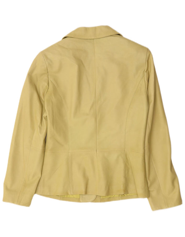 Elegance Chaqueta Blazer de Cuero con 3 Botones para Mujer UK 10 Small Green Leather