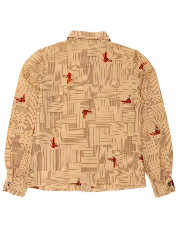 Vintage mujer camisa Reino Unido 12 medio beige geométrico