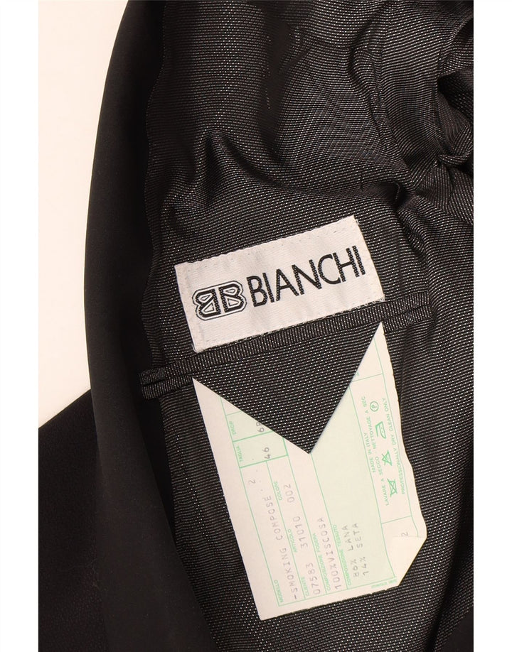 Bianchi Chaqueta tipo blazer con 1 botón para hombre IT 46 Small Grey Wool