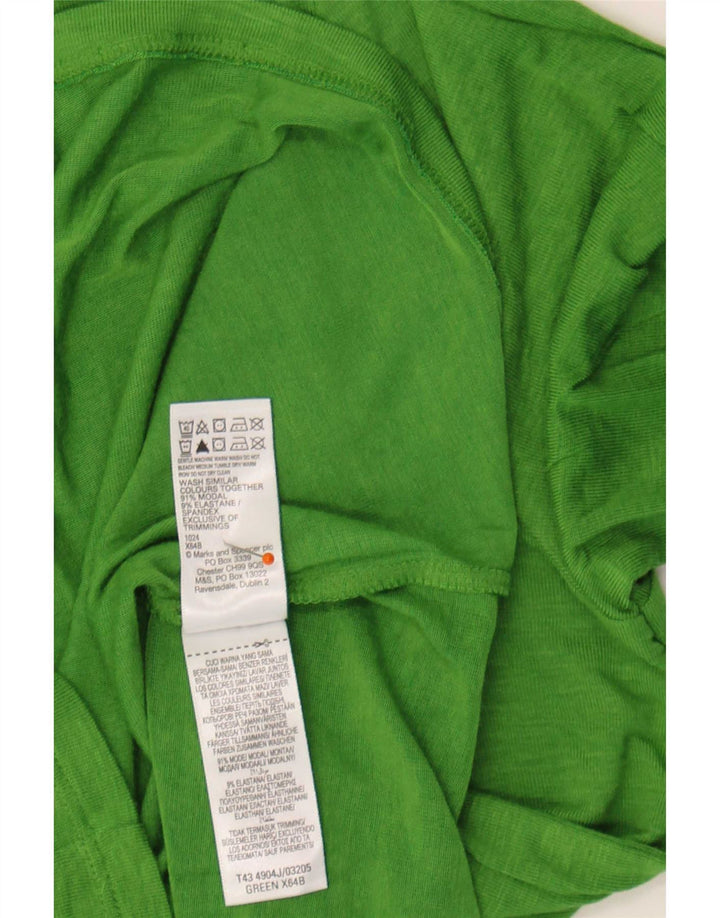 Marks & Spencer Top para Mujer Manga Larga UK 44 Grande Verde Moteado Modal