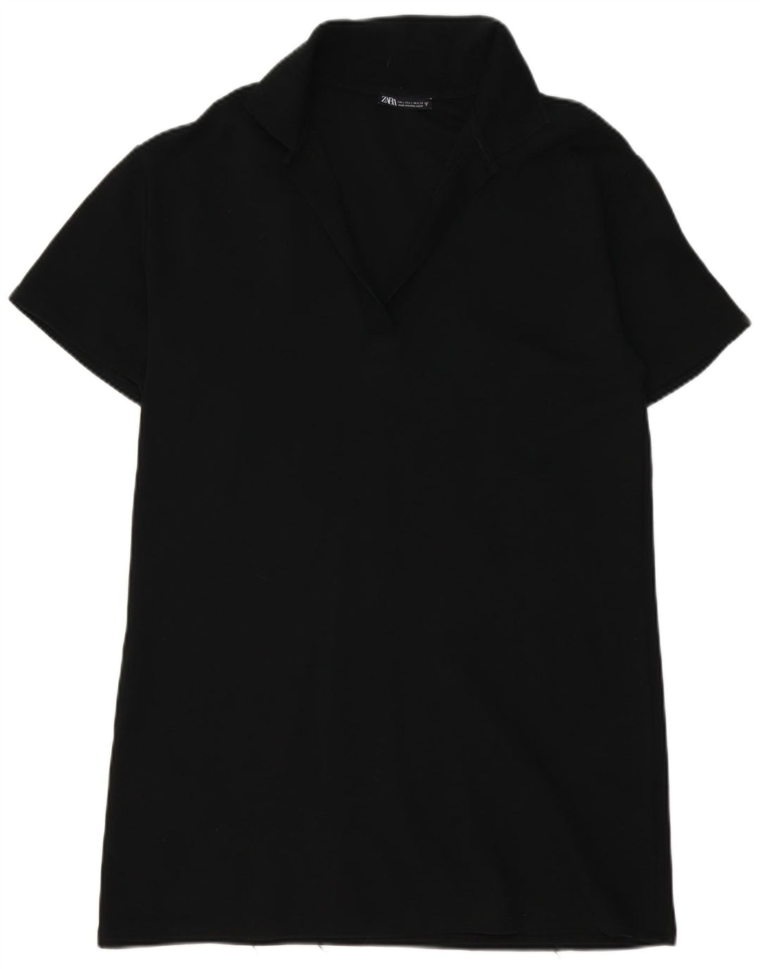 Zara Vestido Polo Mujer UK 46 Grande Algodón Negro