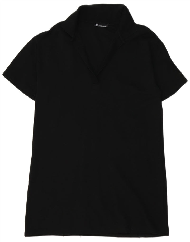 Zara Vestido Polo Mujer UK 46 Grande Algodón Negro